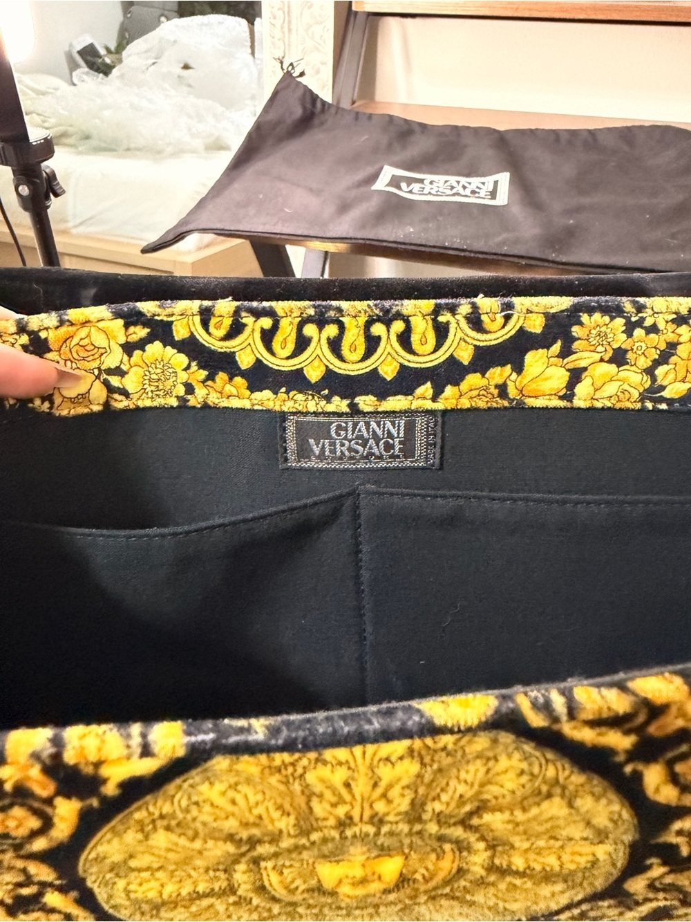 AUTHENTIC - RARE Gianni Versace Gold and Black Velvet Briefcase W/ Medusas - Picture 12 of 13